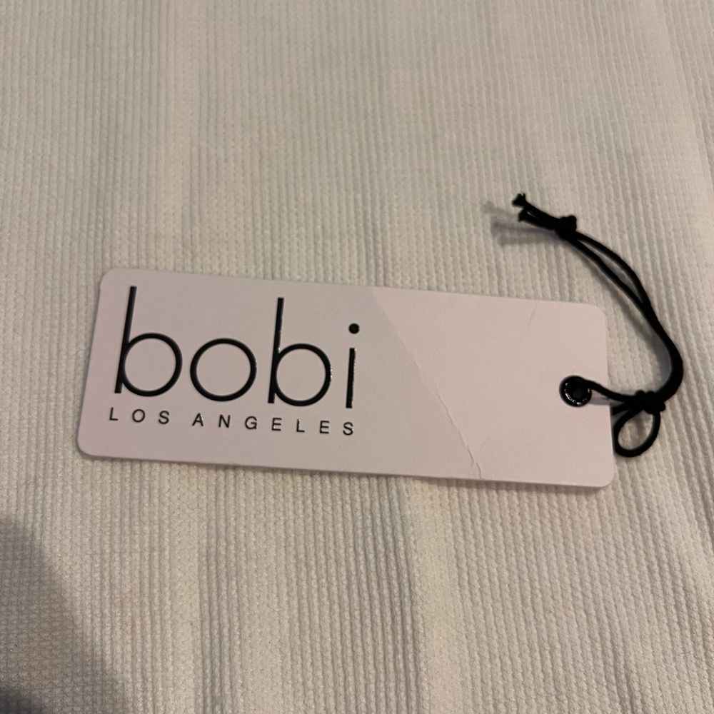 bobi Los Angeles White Ribbed V-Neck Long Sleeve Top Size L NWT - Picture 9 of 10